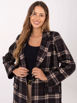Czarno-beżowa damska  marynarka w kratę