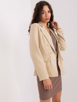 Hurt Beżowa dwurzędowa marynarka damska OCH BELLA