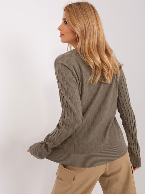 Hurtownia Oliwkowy sweter klasyczny we wzory