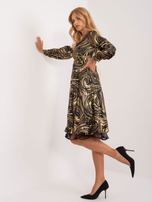 Hurt Złoto-czarna sukienka wieczorowa z gorsetowym wiązaniem