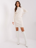 Hurt Ecru damska sukienka dzianinowa w prążek 