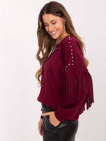 Bordowa bluza oversize bez kaptura RUE PARIS