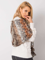 Khaki-pomarańczowa chusta we wzory