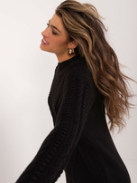 Hurt Czarny sweter oversize w warkocze