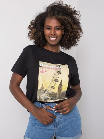 Czarny t-shirt z aplikacją Yuna