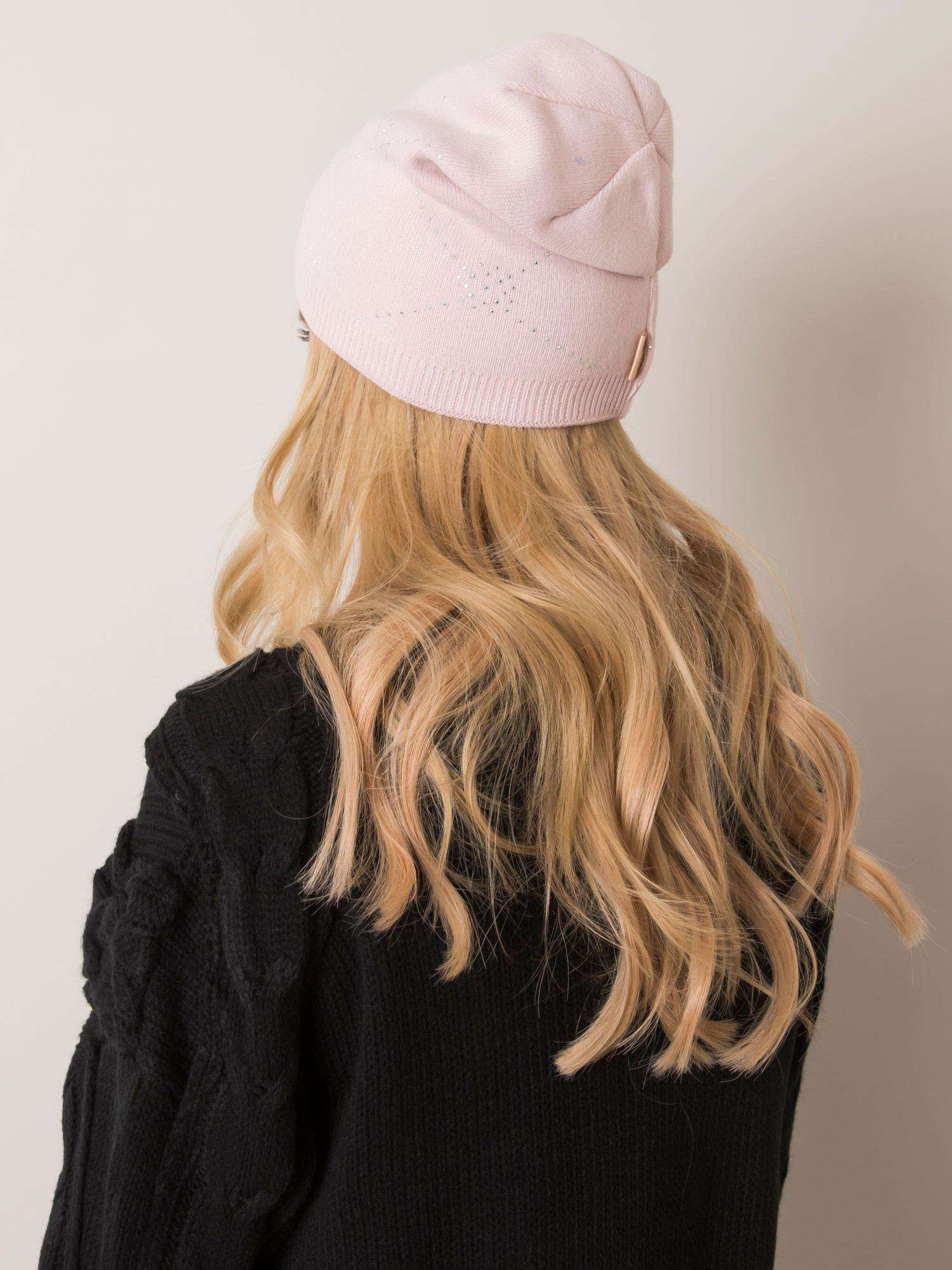 Světlé růžová beanie čepice RUE PARIS.
