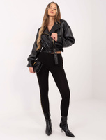 Czarno-złote legginsy z lampasami Akemi RUE PARIS