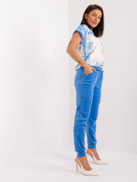 Hurt Niebiesko-beżowy komplet welurowy w kwiaty RUE PARIS