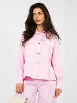 Pastelowa różowa koszula oversize z kieszeniami