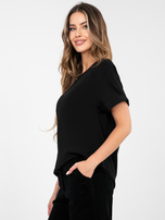 Czarna damska bluzka basic z bawełny RUE PARIS  