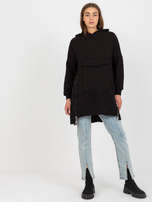 Hurtownia Czarna damska bluza basic z kapturem