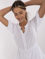 Biały muślinowy kombinezon z gumką w pasie