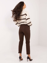 Czekoladowe materiałowe spodnie z gumką w pasie