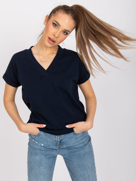 Granatowy t-shirt bawełniany Severine