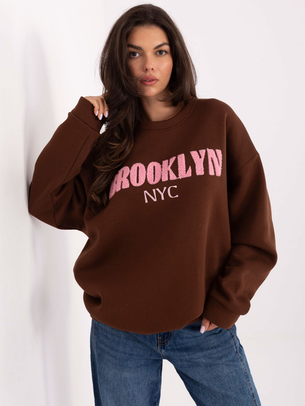 Brązowa bluza oversize z napisem