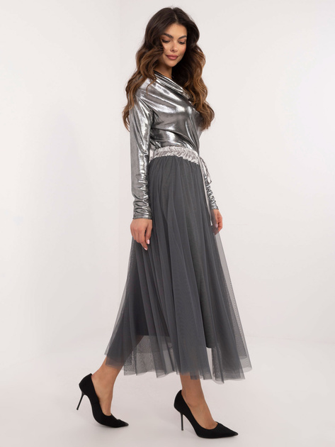 Hurtownia Szara tiulowa spódnica z podszewką