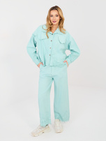 Miętowe jeansowe spodnie wide leg RUE PARIS 