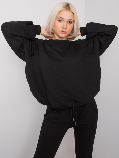 Czarny dwuczęściowy komplet pikowany Palermo