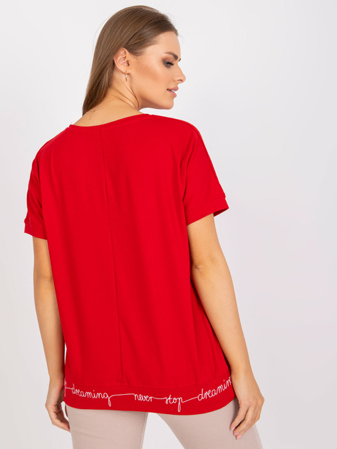 Czerwona bluzka na co dzień z krótkim rękawem