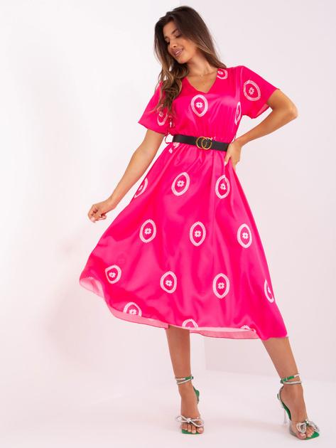 Hurtownia Ciemnoróżowa sukienka koktajlowa we wzory