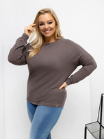 Hnědá dámská blůza plus size s dlouhým rukávem.