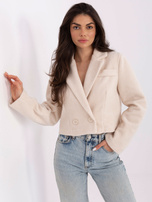 Ecru krótki płaszcz typu boucle RUE PARIS 