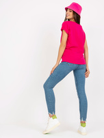 Hurt Fuksjowy damski t-shirt basic z bawełny 