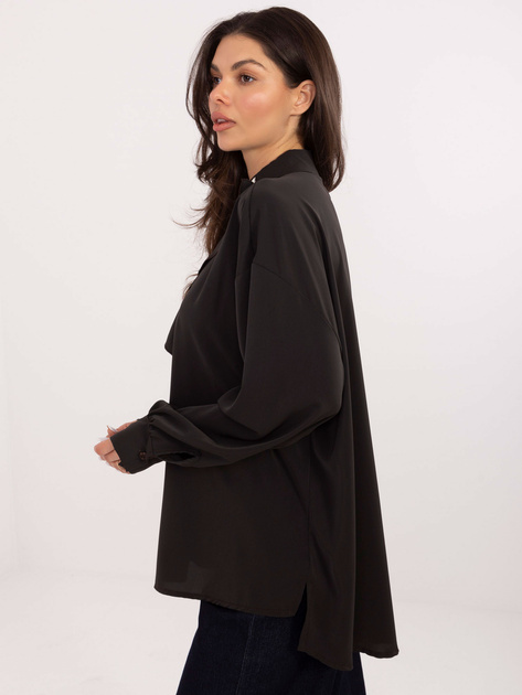 Czekoladowa wizytowa bluzka z ozdobnym kołnierzem