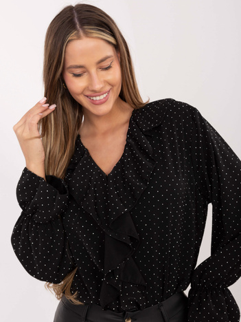 Czarna wizytowa bluzka z aplikacjami