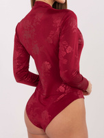 Bordowe eleganckie body w kwiaty