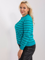 Hurt Turkusowa bluzka plus size z długim rękawem