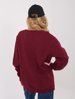 Burgundowa długa bluza z napisem