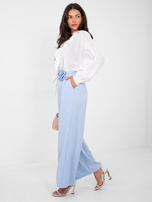 Jasnoniebieskie eleganckie spodnie wide leg RUE PARIS 