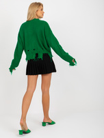 Hurt Zielony luźny sweter asymetryczny z dziurami RUE PARIS