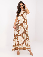 Brązowa maxi sukienka z dekoltem halter