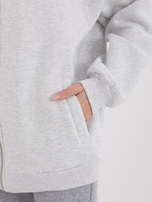 Jasnoszara damska bluza basic z suwakiem 