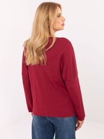 Bordowa bawełniana bluzka z dżetami