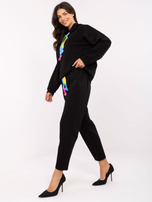 Hurt Czarny dresowy komplet z kolorowymi troczkami