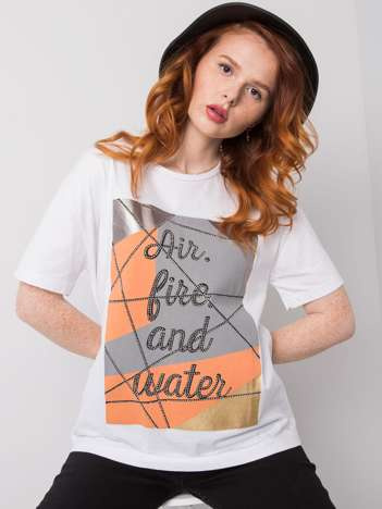 Biały t-shirt bawełniany Madelyn