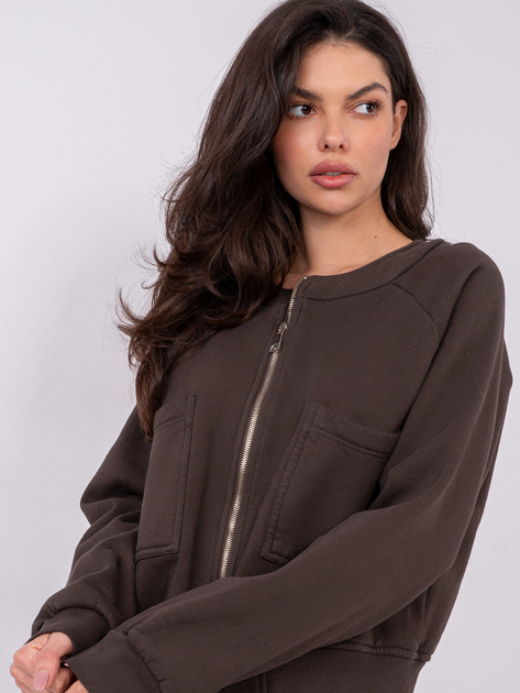 Czekoladowa ocieplana bluza z kapturem