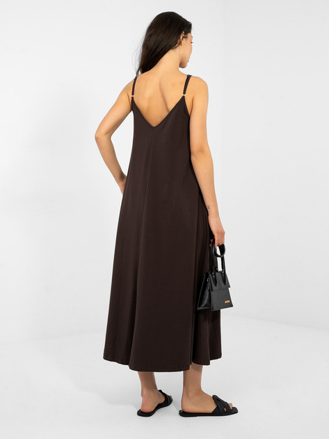 Czekoladowa letnia sukienka z kieszeniami RUE PARIS