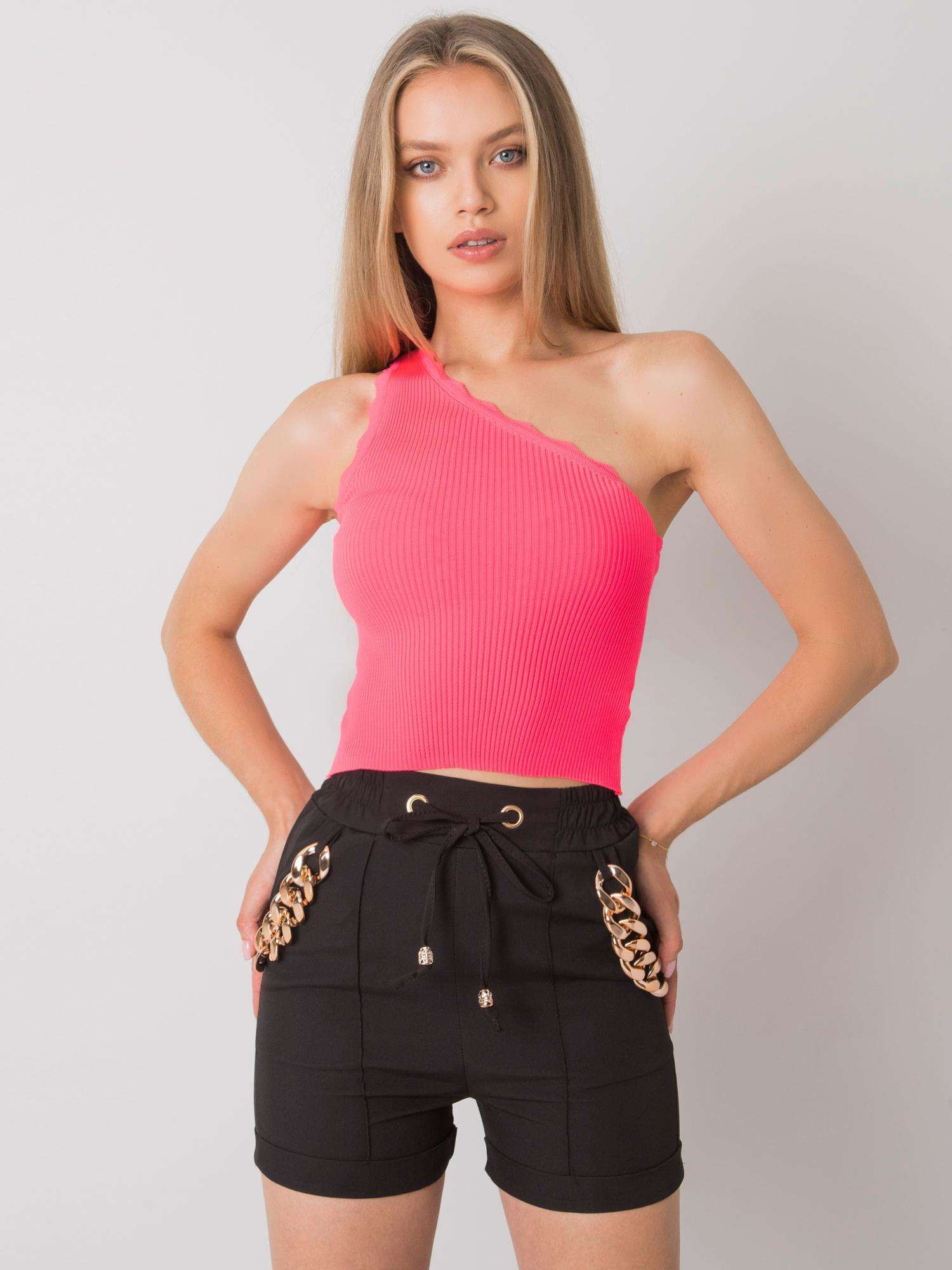 Fluo Pink Haisley One-Shoulder Top