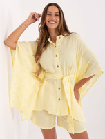 Jasnożółty komplet z koszulą o kroju kimono