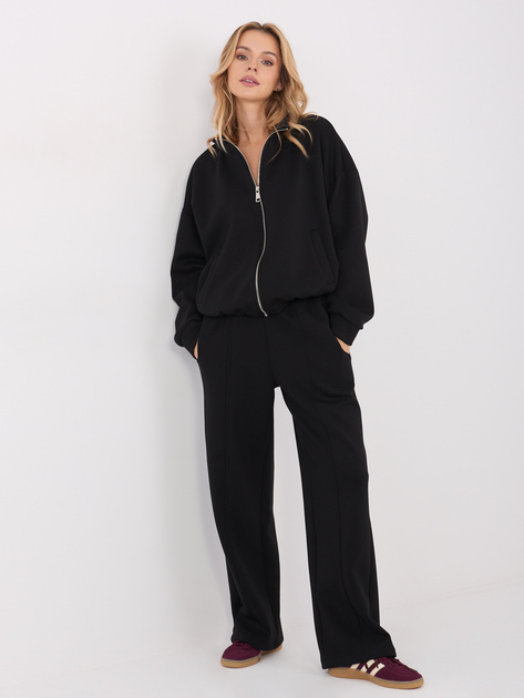Czarne dresowe spodnie z szeroką nogawką