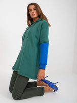 Hurt Ciemnozielona bluza damska basic  z kapturem bawełniana RUE PARIS 