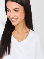 Biały bawełniany t-shirt basic RUE PARIS 