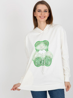 Hurt Ecru oversize bluza z kapturem z misiem i aplikacją 