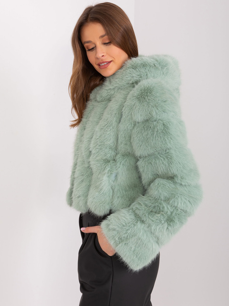 Hurtownia Pistacjowa damska kurtka z futra ekologicznego