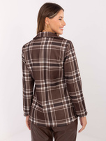 Brązowa gruba marynarka w kratę RUE PARIS