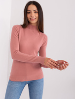 Hurt Brudnoróżowy dopasowany sweter z golfem